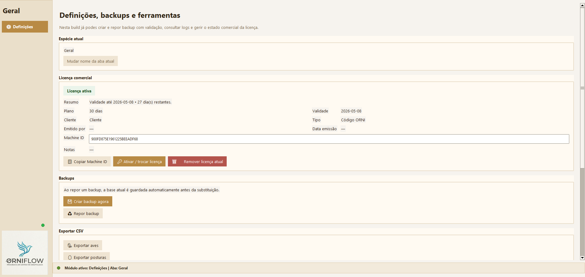 OrniFlow - Definições